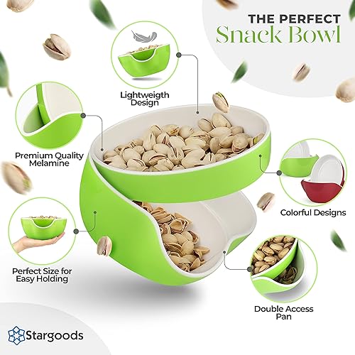 melamine double dish – ideal for serving pistachios and snacks while keeping shells separate. Enjoy mess-free snacking with built-in shell storage!